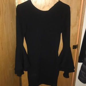 Black flare sleeve dress